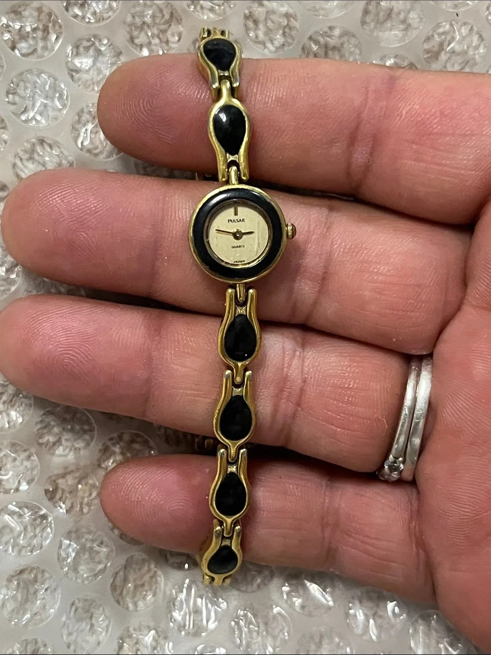 Pulsar Gold-Tone Bracelet Watch with Black Accents